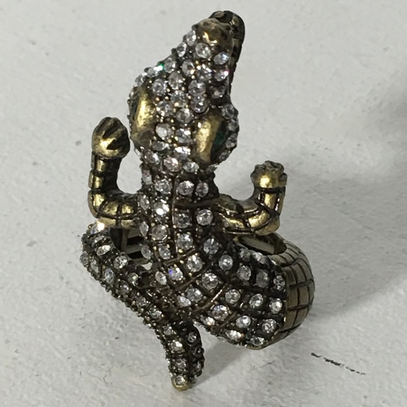 Vintage Rhinestone Alligator Ring - Picture 4 of 8